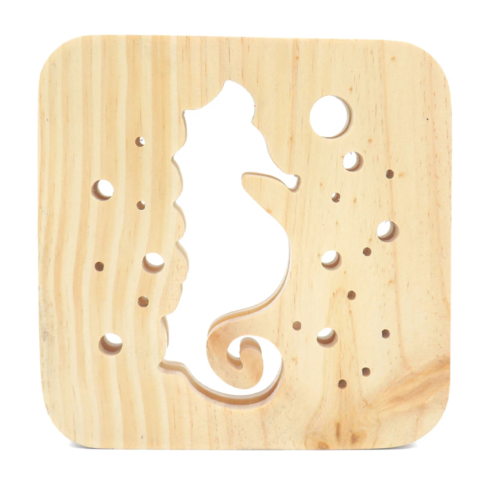 Деревянный Seahorse ночник USB LED Настольная лампа декоративное освещение подарочный
