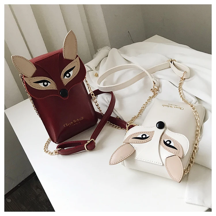 Женские сумки через плечо, Модный маленький кошелек с лисой, сумка для телефона, Дамская мини сумочка для монет, сумка через плечо для женщин, милый подарок для девушки