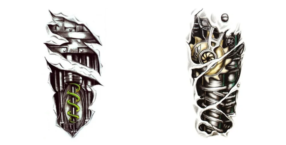 

2 pcs/set Waterproof Temporary 3D Tattoo Robot Arm + 3D Machine Tattoo Stickers
