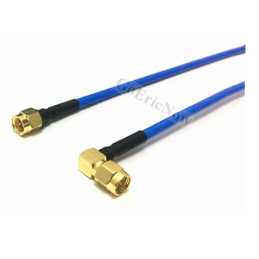 Коаксиальный кабель RG402 RF с разъемом SMA папа и штекером Полужесткий синий
