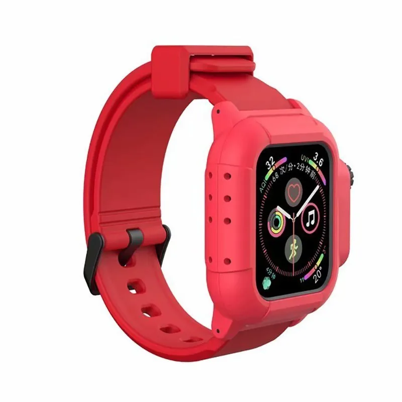 11 Red Водонепроницаемый чехол для Apple Watch band 4 iwatch band 42 мм силиконовый ремешок 44 мм 40 мм pulseira браслет умные часы аксессуары петля - Цвет ремешка: 11 Red