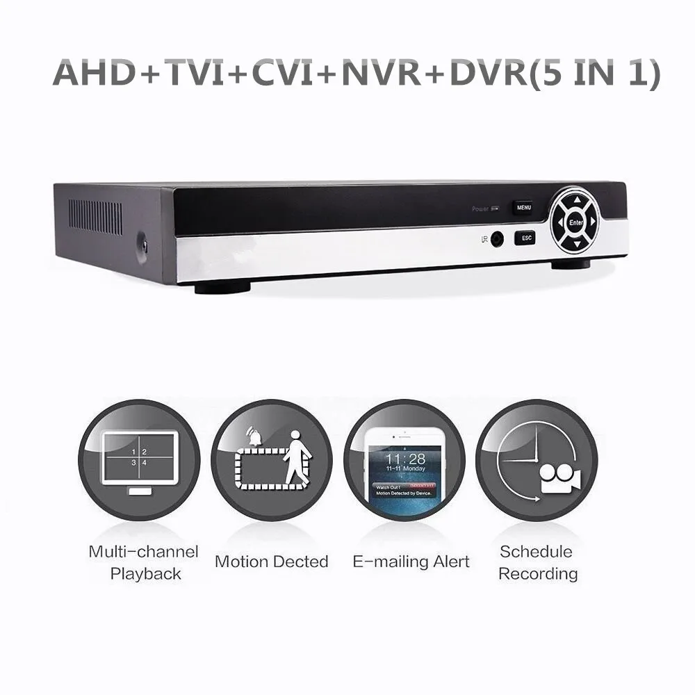 4CH Гибридный 1080N 5 в 1 AHD DVR CCTV цифровой диктофон HDMI Выход Обнаружение движения (1080 P