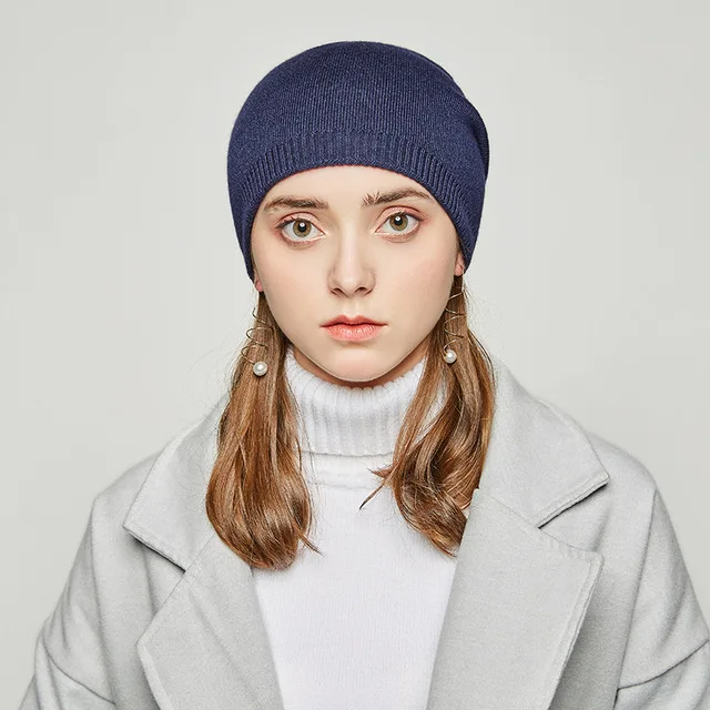 navy 2 Andybeatty, женские зимние шапки, вязаные, шерстяные, Skullies, Повседневная шапка с цветочным узором, Gorros, толстая, теплая, капот, шапочка, шапка для девочки - Цвет: navy 2