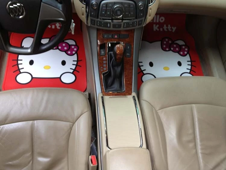 Брендовые модные милые латексные универсальные автомобильные коврики Hello kitty, подходят для всей модели автомобиля
