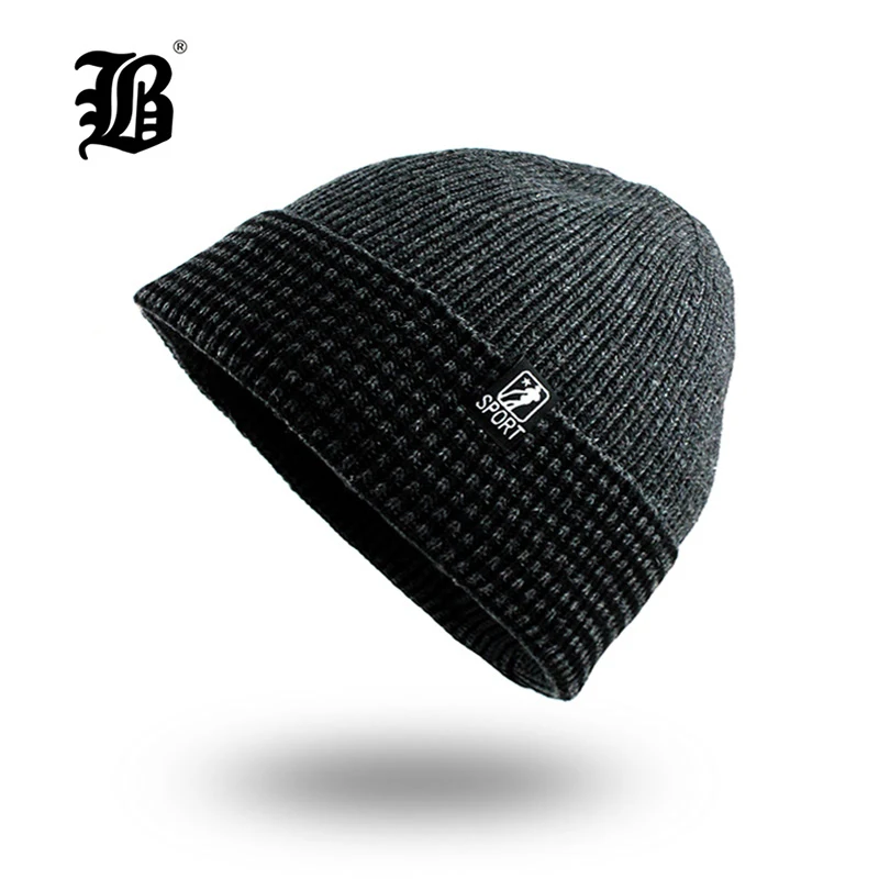 

[FLB] Men's winter hat fashion knitted black hats Fall Hat Thick and warm and Bonnet Skullies Beanie Soft Knitted Beanies F18044