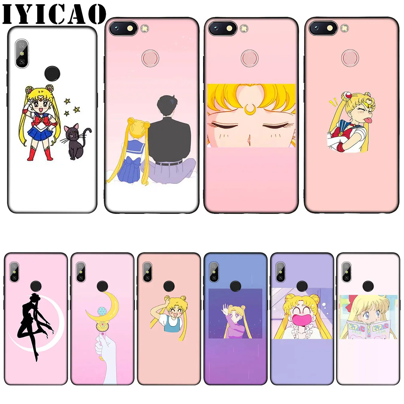 IYICAO Мягкий силиконовый чехол Sailor Moon для Xiaomi Redmi 6A 5A Note 8 7 4 4X 5 Plus 6 Pro черный из