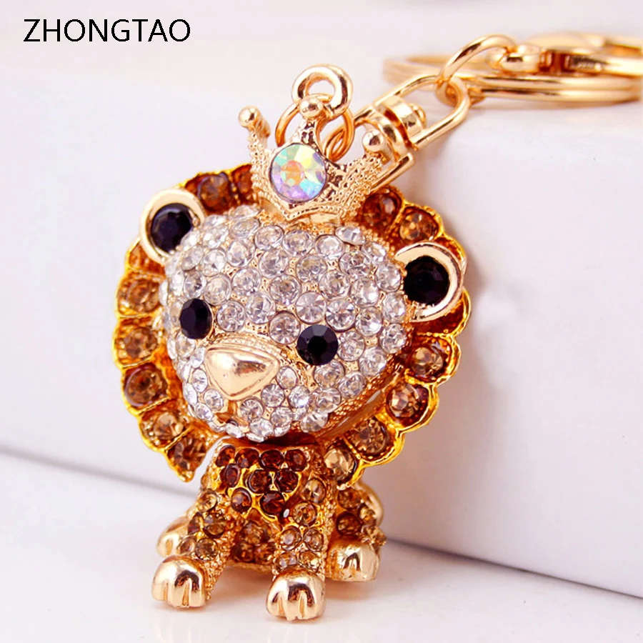 Стразы фантастических зверей брелок со львом сплав с кольцом держателем Шарм