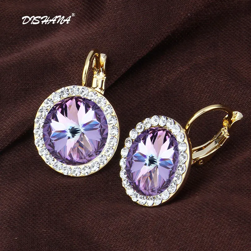 Gold color Новые Кристальные серьги женские висячие серьги модные высококачественные серьги золотого цвета(E0073-2 - Окраска металла: Gold color
