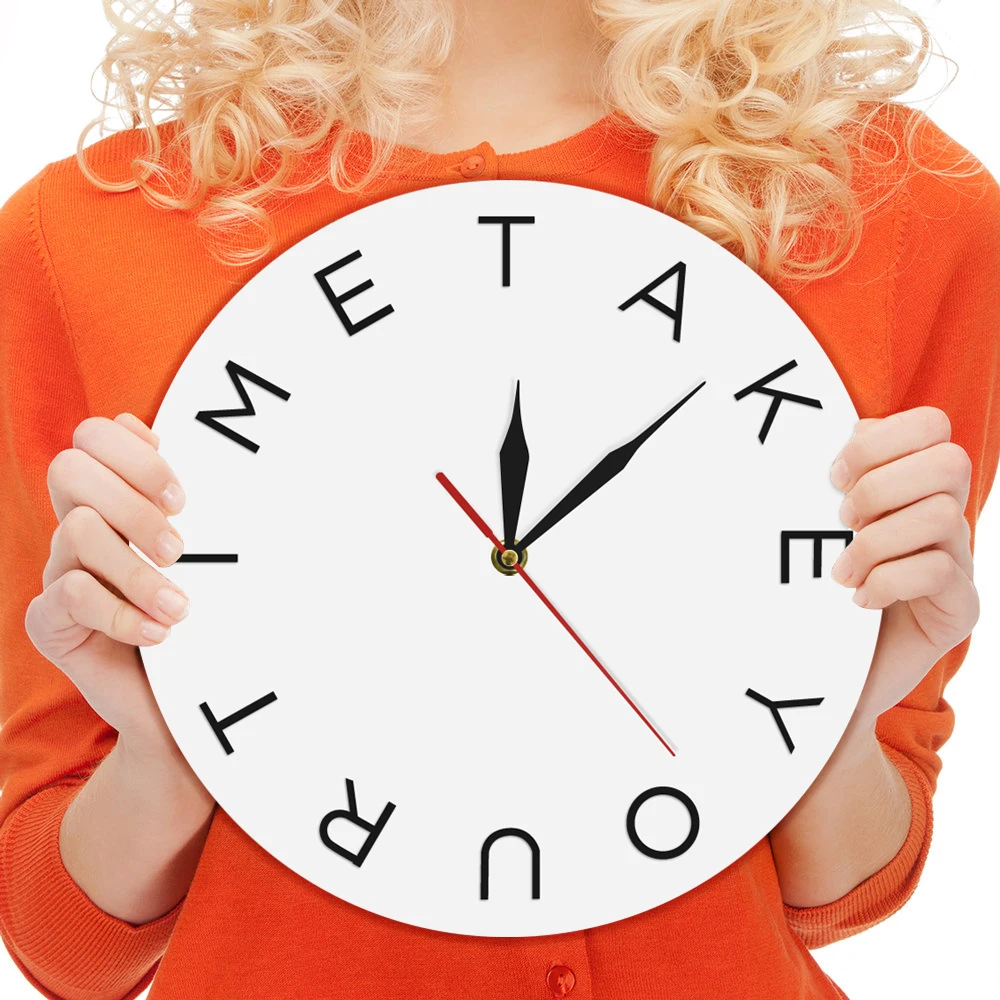 

12" Take Your Time Acrylic Decorative Wall Clock Handmade Gift For Student Kids Home Decor Round Iconic Wall Art
