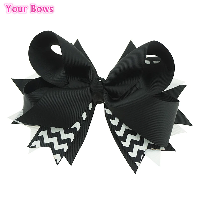 Твои банты 1 шт. 8 дюймов Большая лента Гро-Гро ленты для волос белые черные