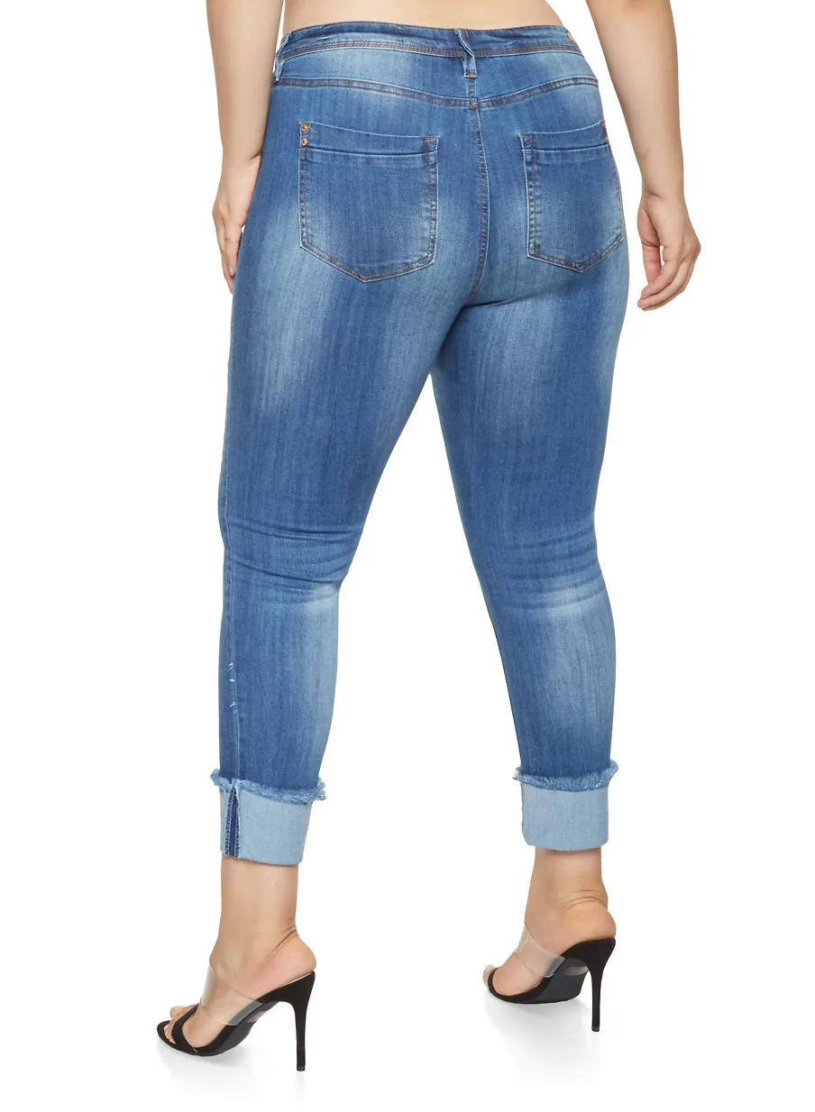 Women's Plus size High Waist Butt Lifting Relaxed Fit Skinny Jeans Distressed Ripped Blue Denim Ankle Boyfriend 5XL 7XL |