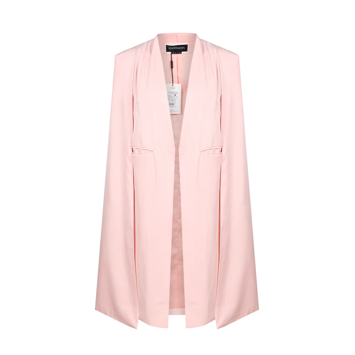 Pink HYH HAOYIHUI модные женские туфли Повседневное Open Front Blazer Костюмы с карманом мыс траншеи Duster удлиненный плащ пончо Mujer пальто - Цвет: Pink