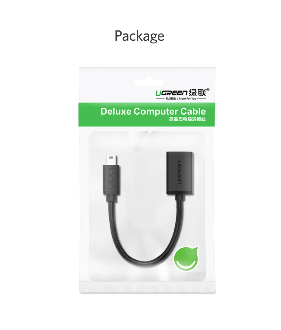 Ugreen USB адаптер Mini USB 2,0-USB OTG кабель для MP3 MP4 жестких дисков цифровых камер PC gps HDD OTG адаптер Mini USB адаптер