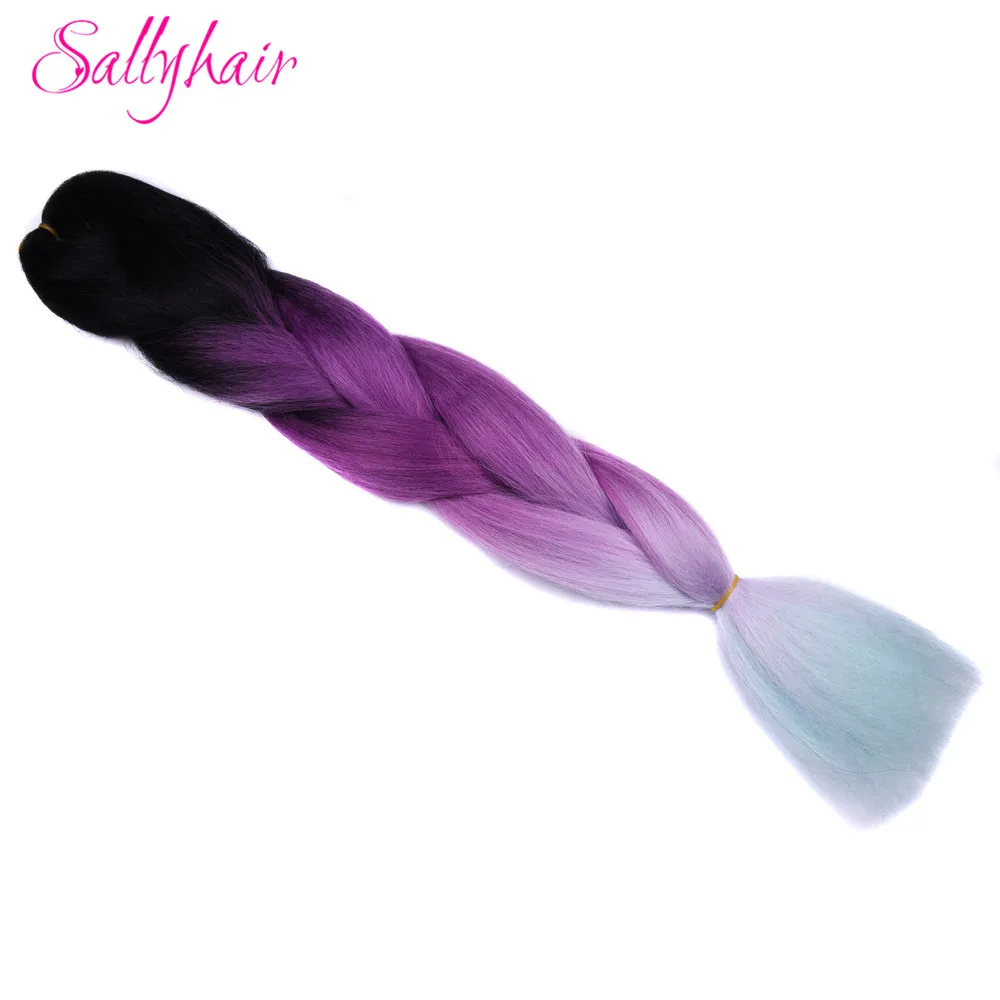 Красный Jumbo косы ombre плетение волос 2 3 тон чёрный; коричневый розовый цвет sallyhair 24 дюйма высокой Температура Волокно Синтетические волосы расширение - Цвет: Красный
