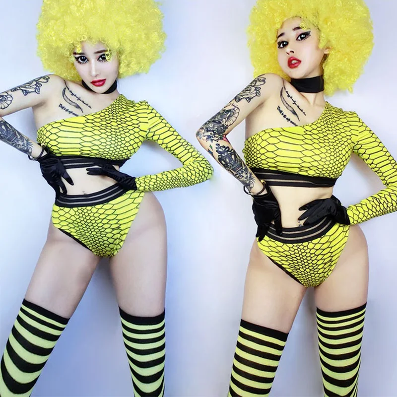 Jazz Dance Costume Serpentine Top Shorts Set Stage Outfits Hip Hop Suit Women Nightclub Dj Gogo Clothing Performance DNV10700 |