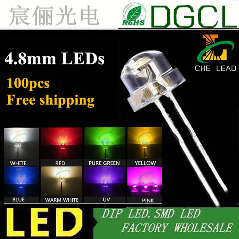 100 шт. 4 8 мм светодиоды красный/зеленый/синий/желтый/белый/теплый