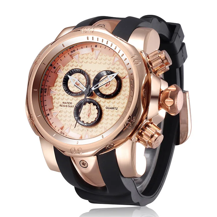 Rose gold Лидирующий бренд, оригинальные мужские часы, спортивные часы с большим циферблатом, золотые кварцевые часы, специальный подарок для мужчин, альпинистские наручные часы, montre homme - Цвет: Rose gold