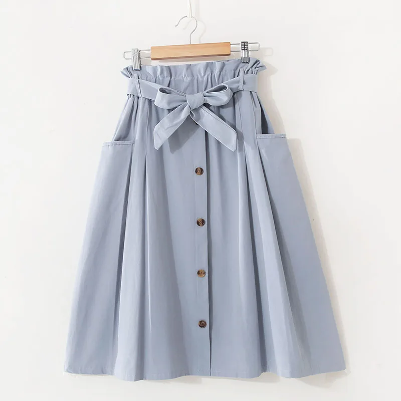 Летняя женская юбка с ремнем однотонная хлопковая винтажная белая 2019|Женские