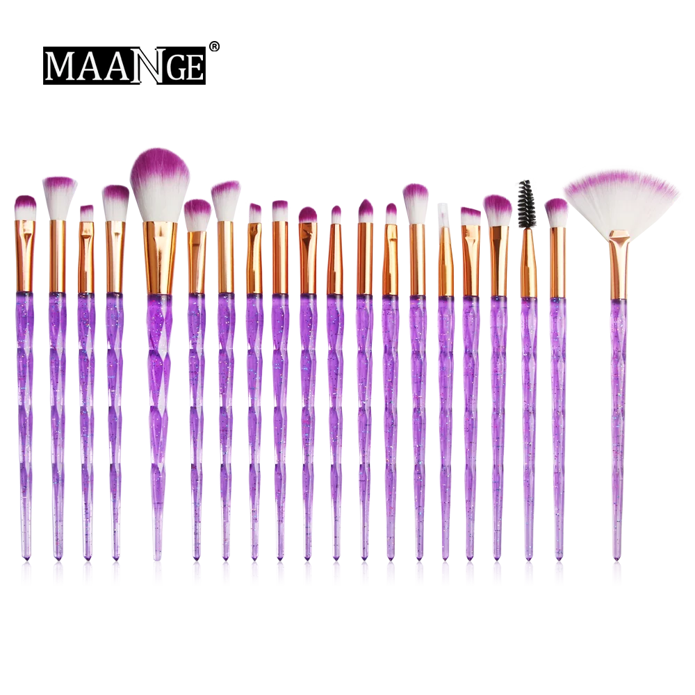 20pcs C 7-20 шт., набор кистей для макияжа с бриллиантами, пудра, Тональная основа, румяна, смешивание теней для век, губ, косметическая Кисть для макияжа, pincel maquiagem - Handle Color: 20pcs C