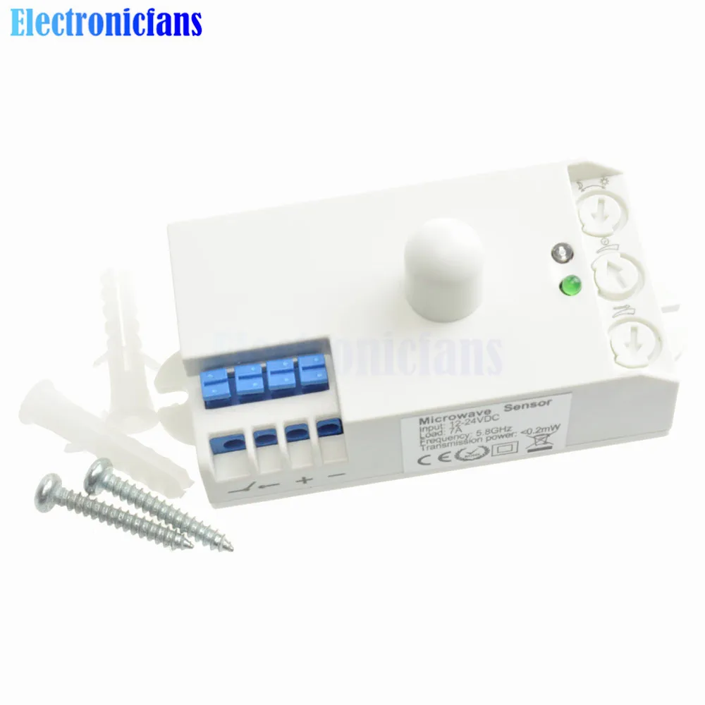 360 Degree Microwave Radar Sensor 5.8GHz CW Microwave Light Switch Motion Sensors 12-24V DC Power For Arduino
