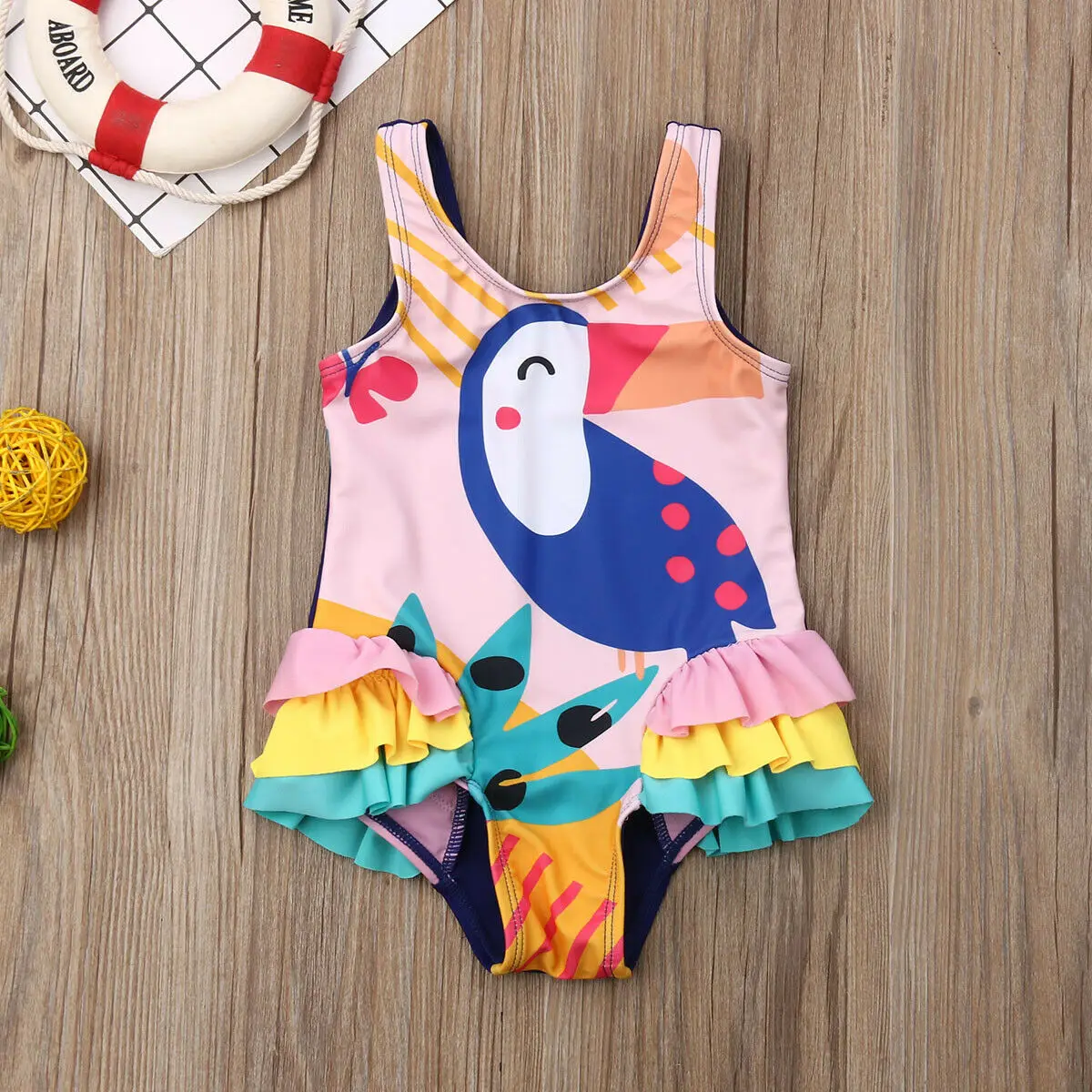 Cute Bird Цельный купальный костюм; детское бикини для маленьких девочек; купальный костюм; пляжный купальник - Цвет: Cute Bird