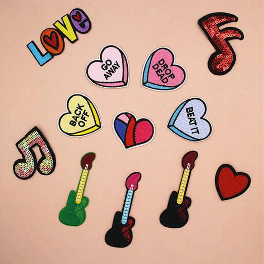 Вышитая пайетками нашивка в форме сердца Кепка наклейки для одежды сумка шитья