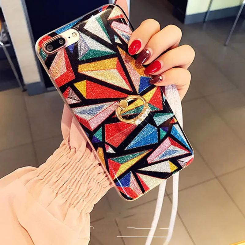Luxury mobile Phone Case For iPhone X 6 6s Plus 7 8 protector Cover Support Soft Silicone Metal Ring Holder Stand |