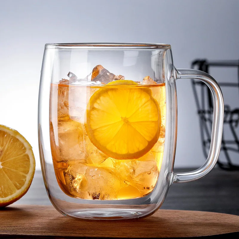 Double Coffee Cup With Handle mug Insulated double Glass creative gift milk Drinking utensils | Дом и сад