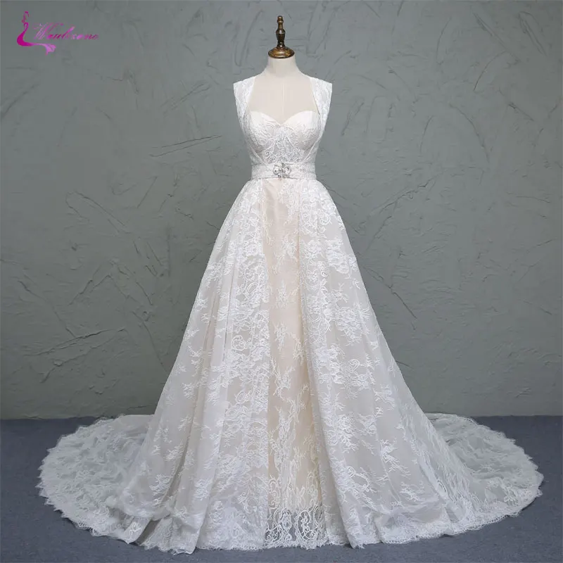 Женское кружевное платье футляр с аппликацией свадебные платья 2 в 1 со съемным