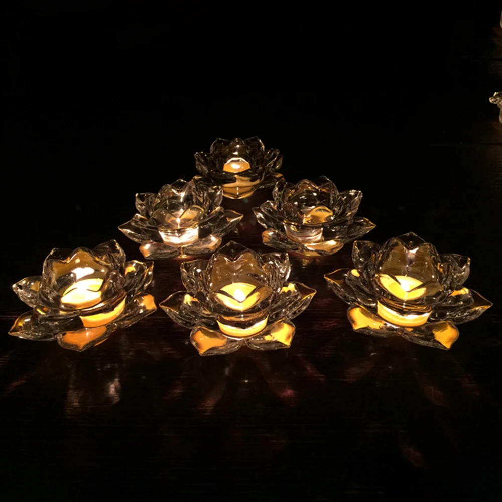 Ручной Работы Хрустальный цветок лотоса подсвечники 7 видов цветов подсвечник