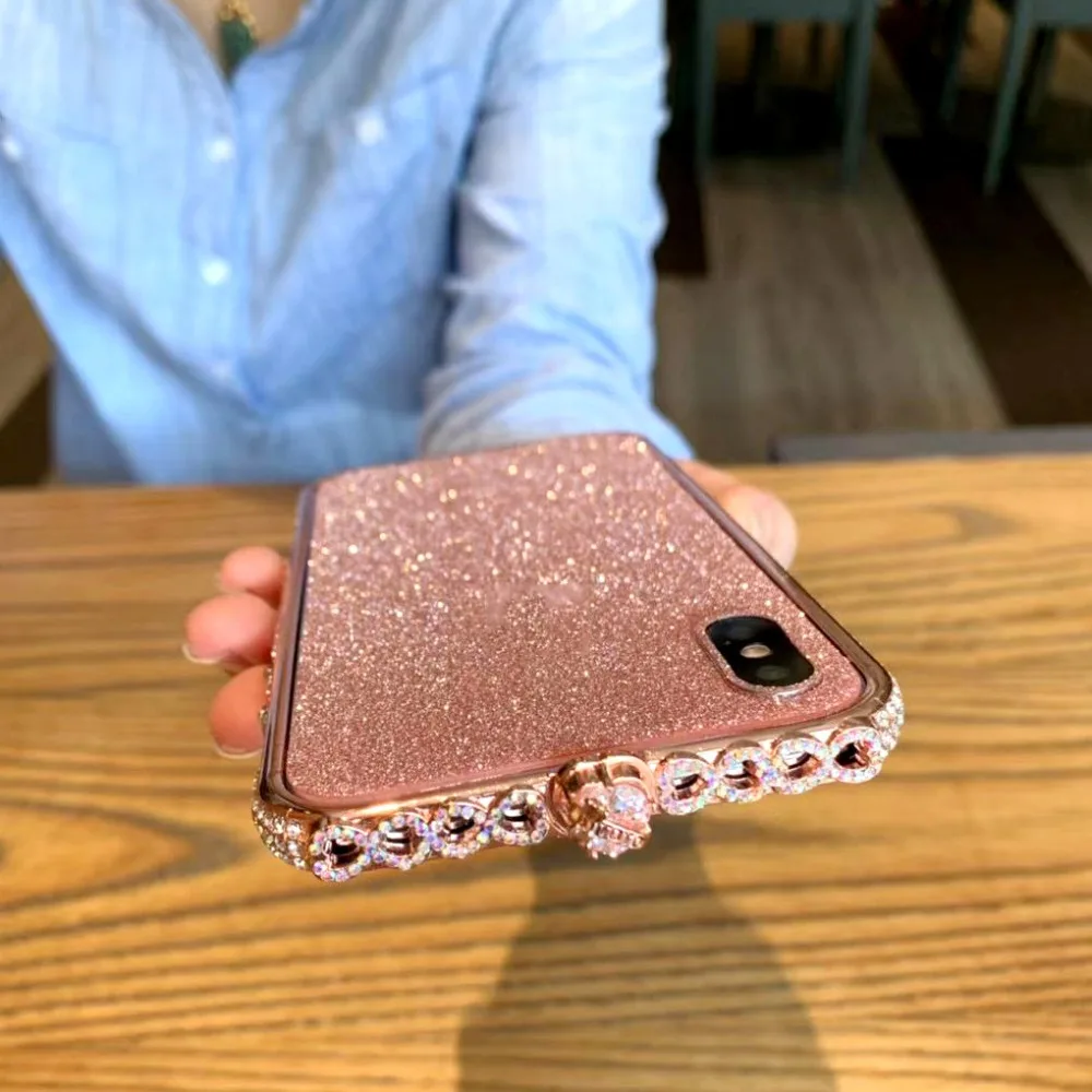 Чехол-бампер со стразами для iphone X XS Гибридный чехол 6 6s 8 7 plus Apple блестящий