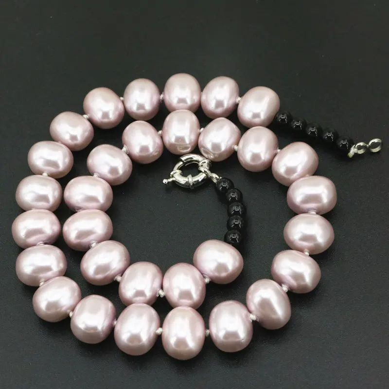 Модное эффектное женское ожерелье фиолетовые бусины из натуральной ракушки