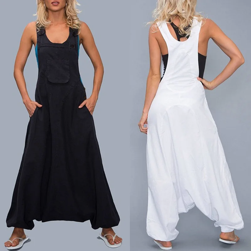 Женские повседневные штаны комбинезоны Свободные Комбинезоны с заниженным