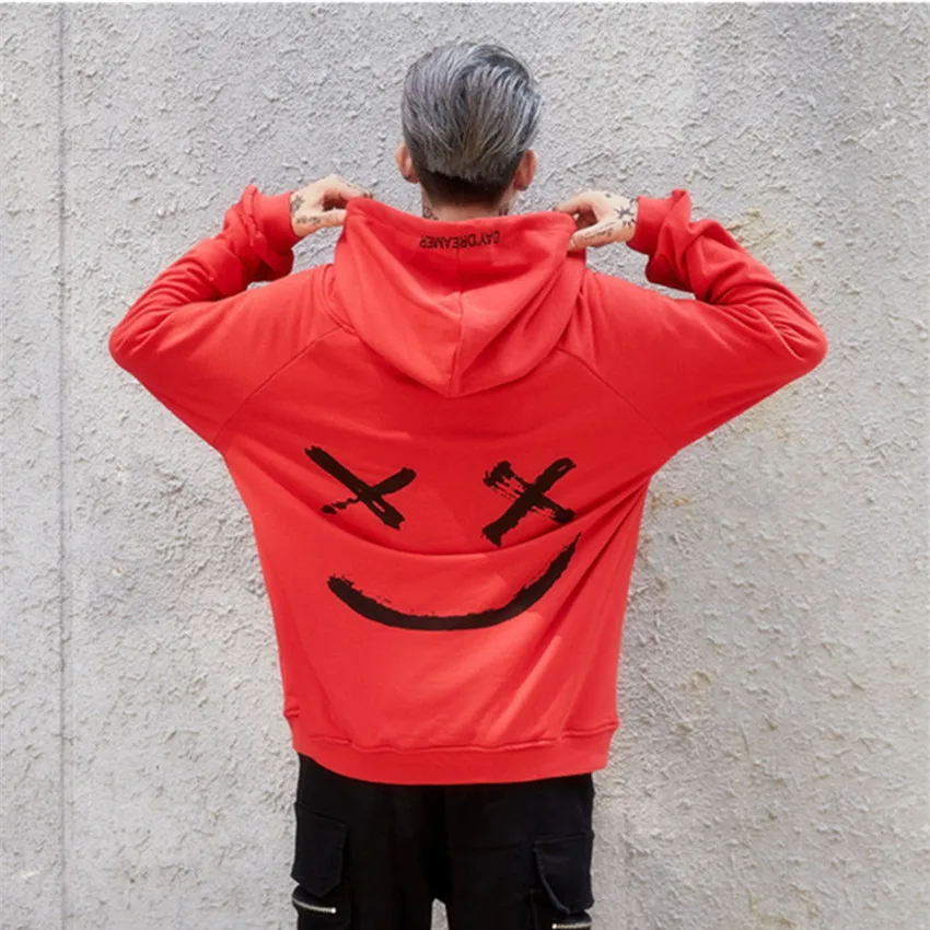 Dropshipping Suppliers Usa Men Hoodies Sweatshirts Smile Print Headwear Hoodie Hip Hop Streetwear hoodies size S-2XL 100% cotton | Мужская