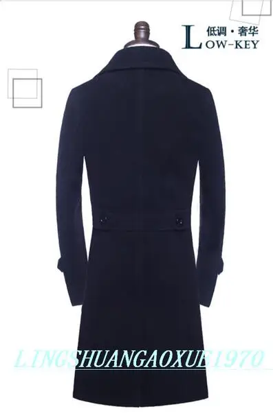 Зимнее шерстяное пальто мужские тренчкоты облегающее модное повседневное