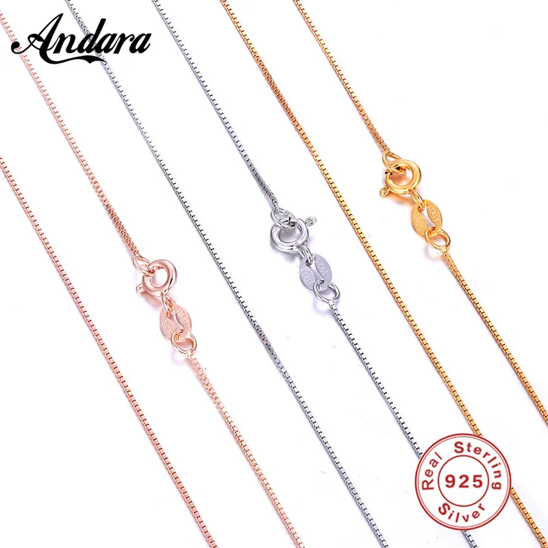 3 цвета на выбор ожерелье из настоящего серебра 925 пробы тонкие цепочки под