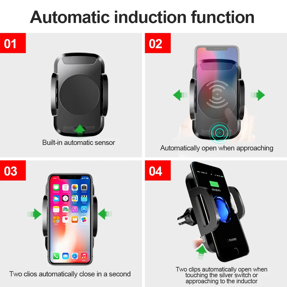 TOMKAS автомобильное Qi Беспроводное зарядное устройство 10 Вт для iPhone X XS Max XR samsung Автомобильный Держатель датчика автомобильное беспроводное зарядное устройство Быстрая зарядка док-станция