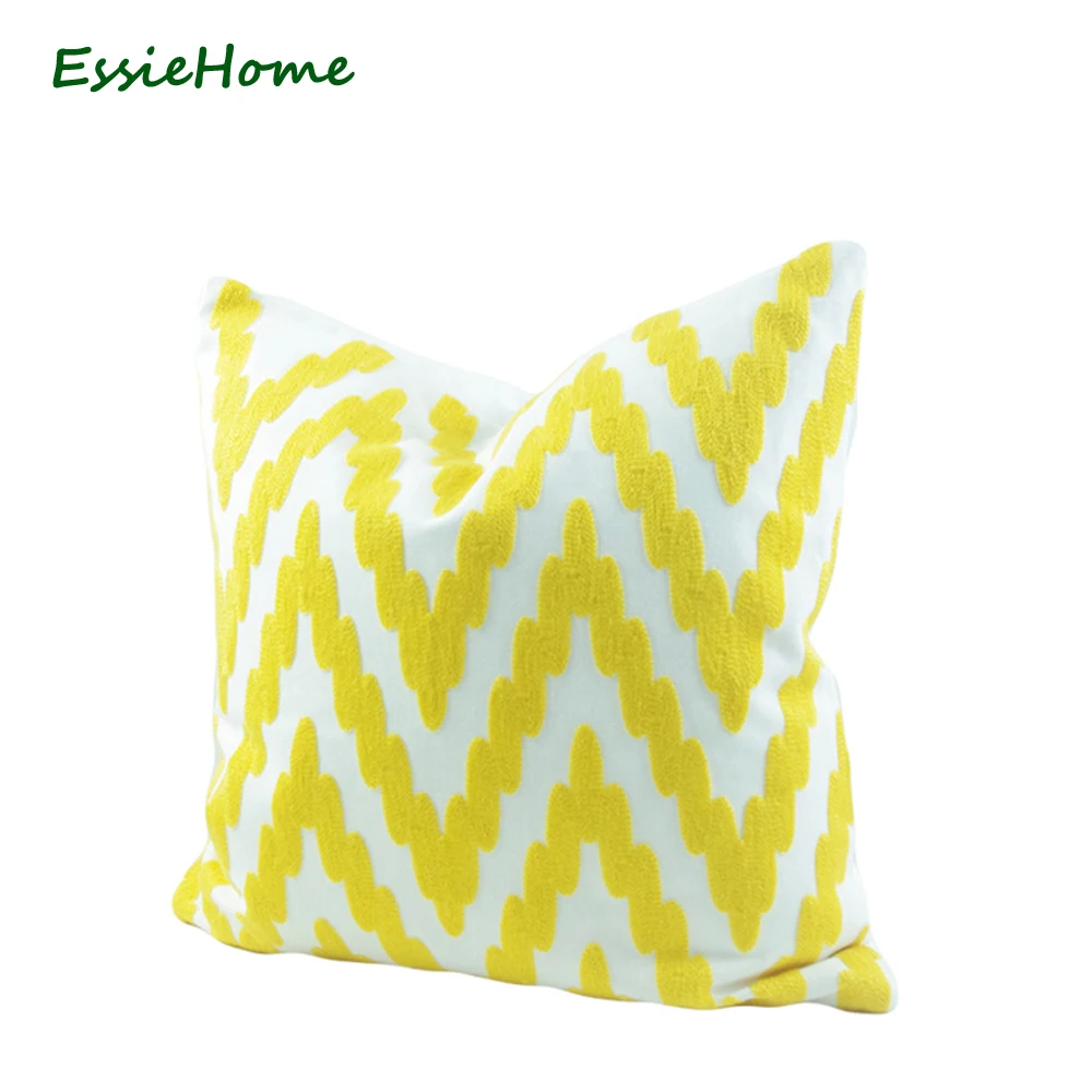 Чехол для подушки ESSIE HOME 18x18 дюймов ярко-желтый наволочка с вязаной вышивкой и
