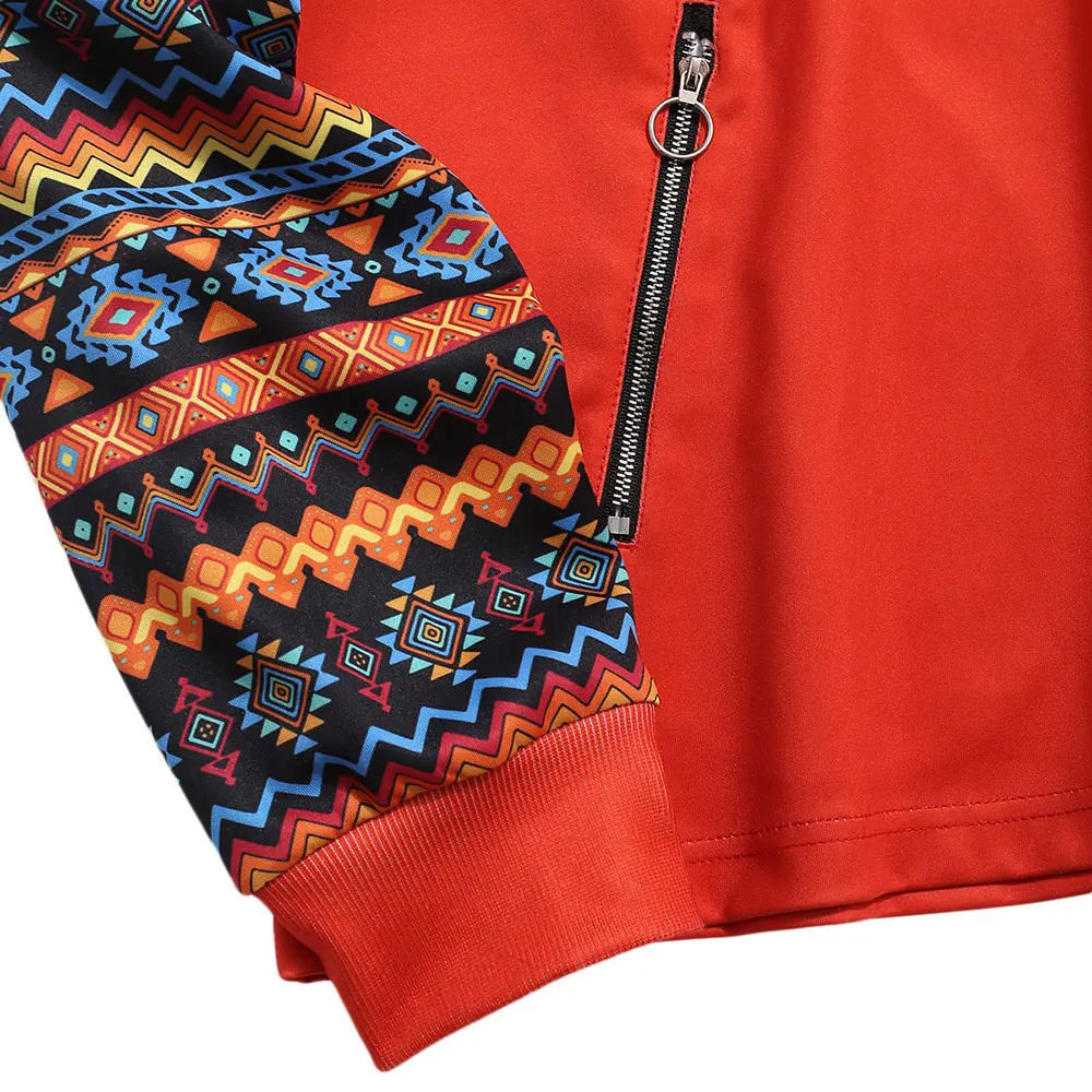 Толстовка ZAFUL Man с капюшоном на молнии карманами принтом в этническом стиле хип