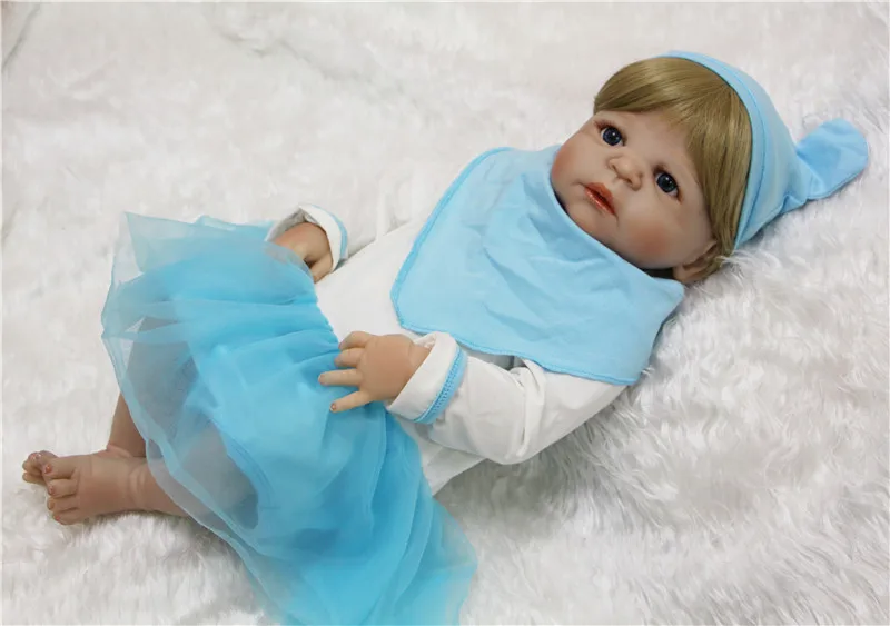 22 &quot55 см настоящая силиконовая кукла для новорожденных куклы светлые волосы