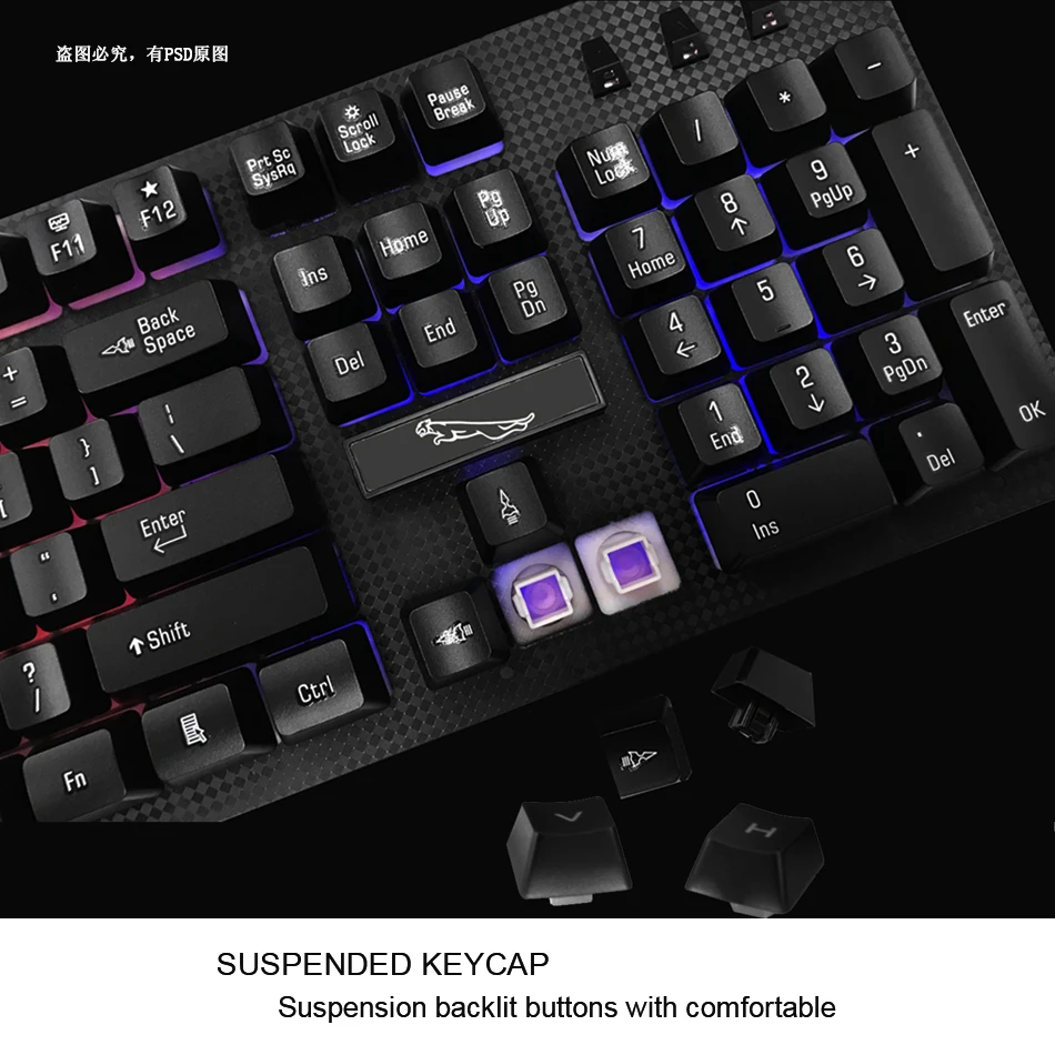 Проводная игровая клавиатура мышь набор USB подсветка эргономичная