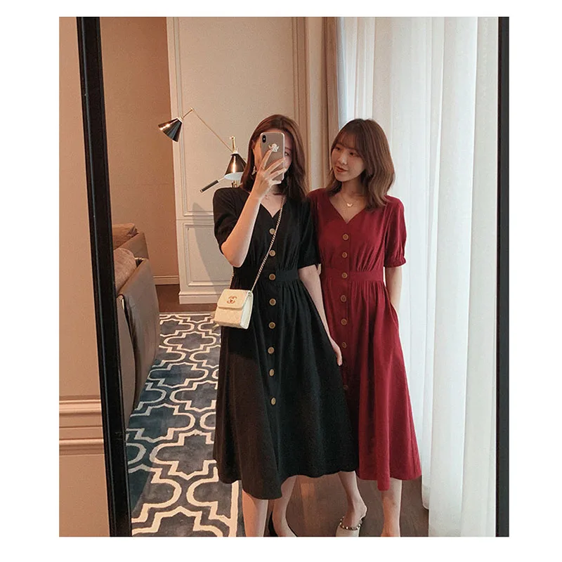 Vestidos Mujer женское летнее платье винтажное 2021 с коротким рукавом v образным вырезом