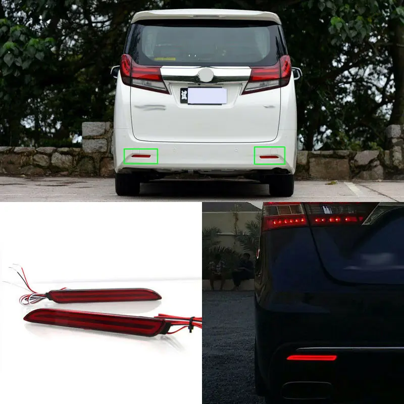 

LED Rear Bumper Reflector Fog Brake Turn Indicator Lights For Toyota Alphard 2015-2016