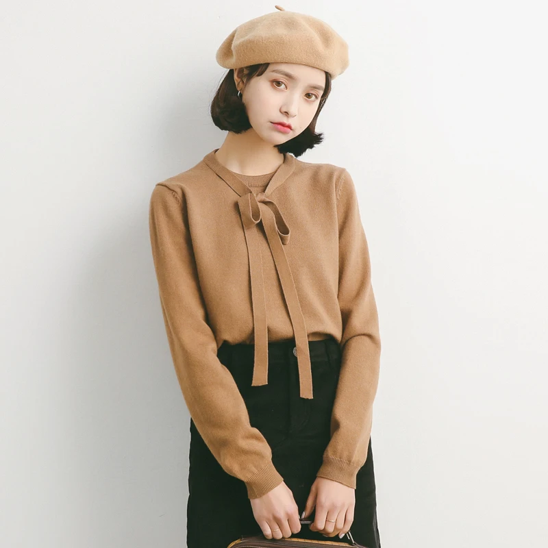 2017 Женский пуловер свитер Свободный шнурок базовый женский A928 | Женская одежда