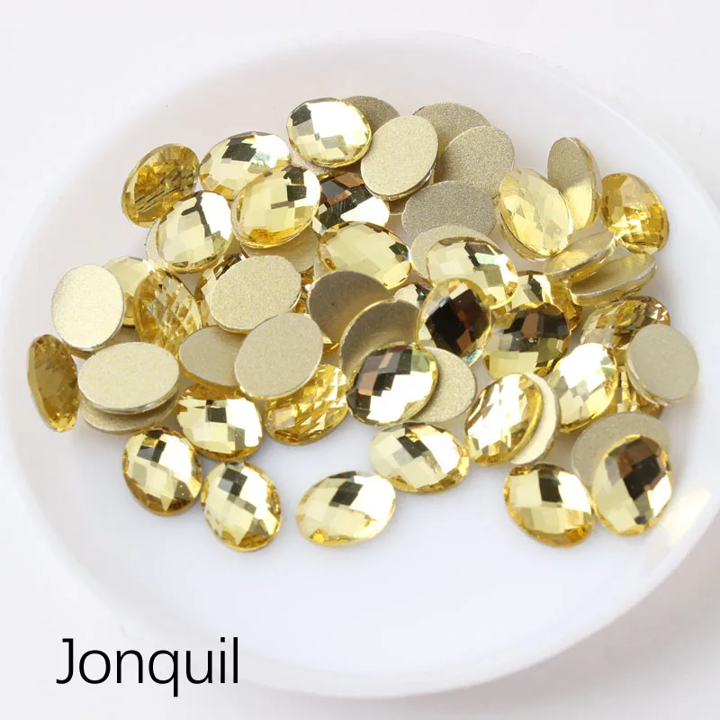 Jonquil Горячая Распродажа сетки в форме эллипса, 6x8 мм ногтей Стразы 12 видов цветов Необычные хрустальные камни 30/100 шт для 3D нейл-арта украшения - Цвет: Jonquil
