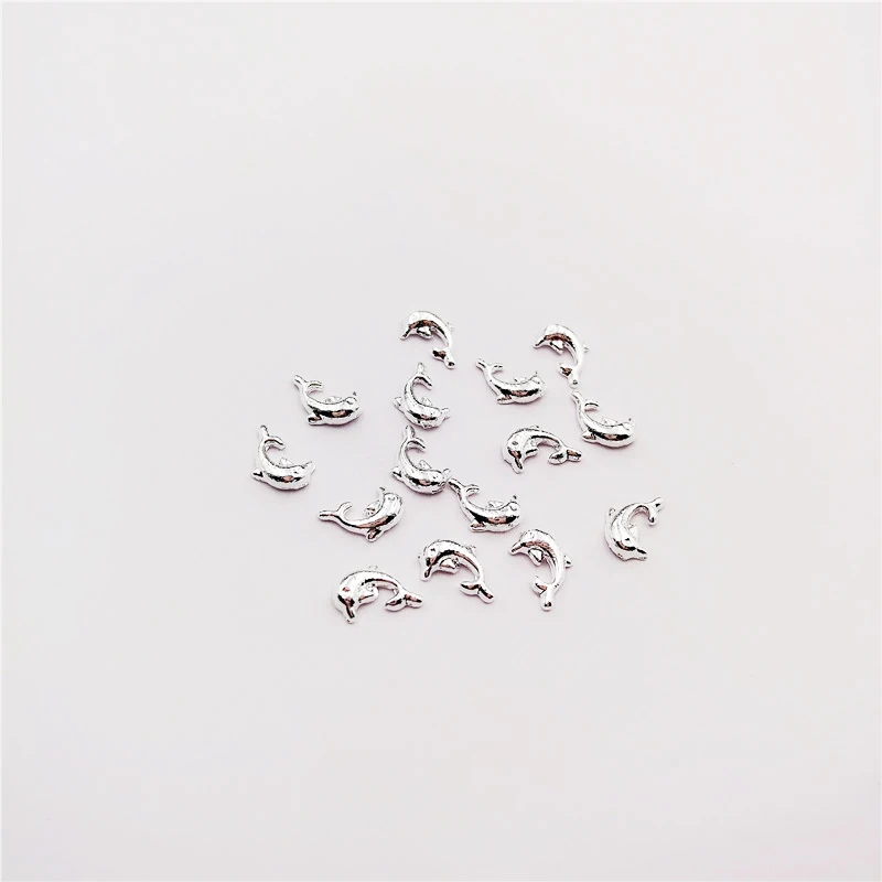 50 шт./пакет серебряный Дельфин Форма сплав 3D нейл арта украшения Металл