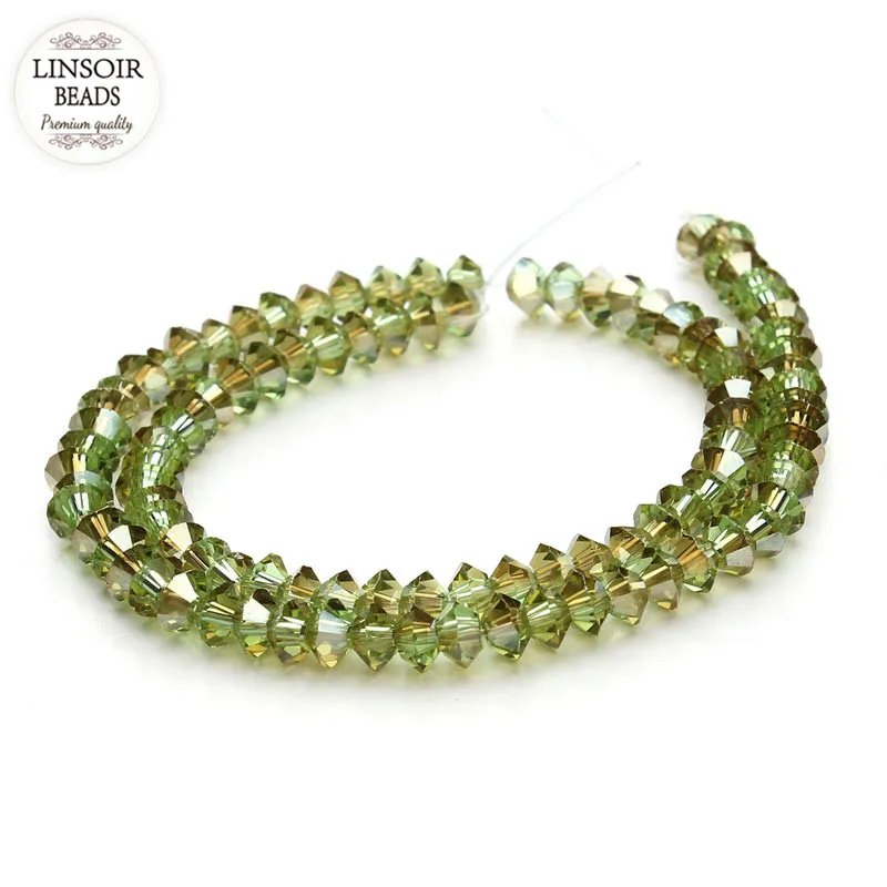 Стеклянные бусины-разделители LINSOIR 6*4 мм стеклянные из чешского биконуса для