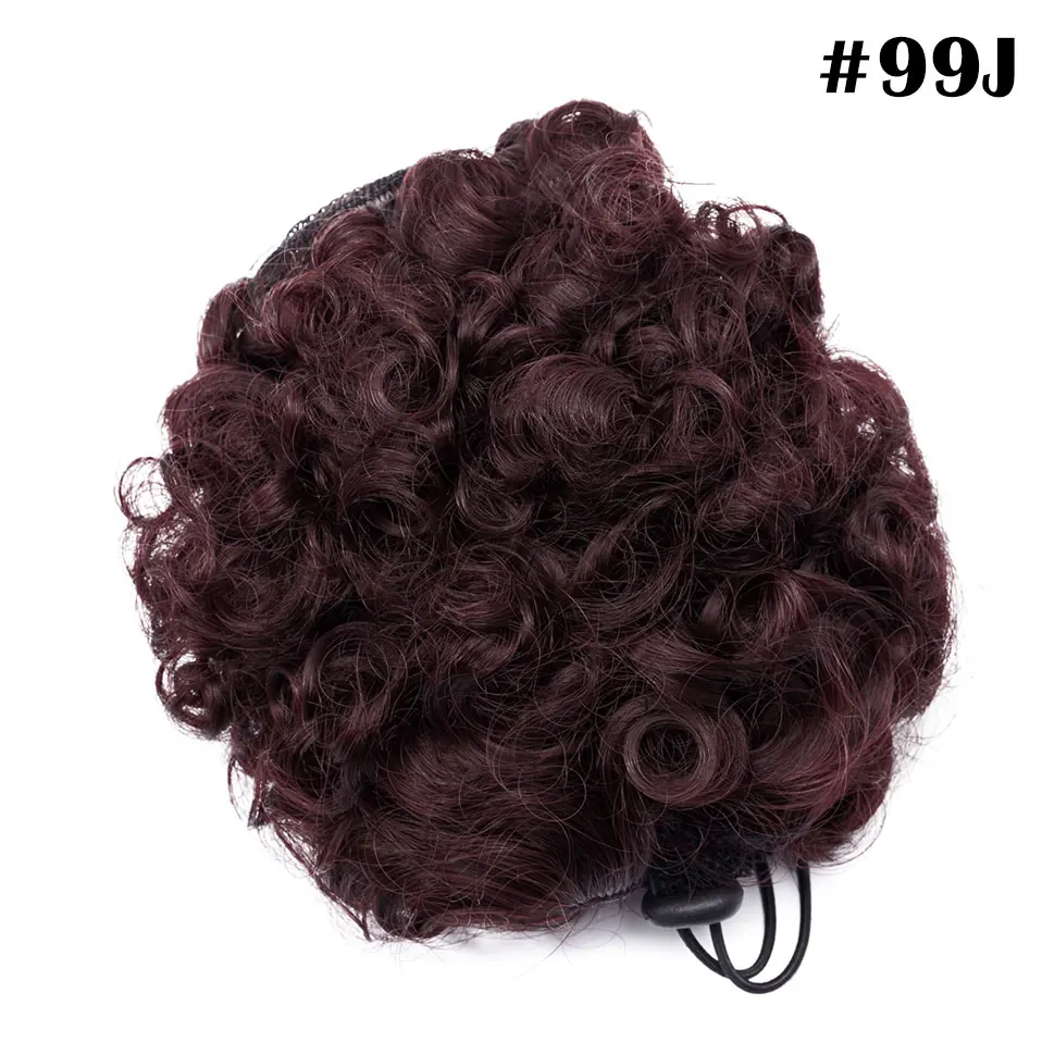 wine red-2 S-noilite " 8" синтетический слоеный афро короткий кудрявый шиньон волос булочка шнурок конский хвост обруч шиньон поддельные волосы для наращивания - Цвет: wine red-2