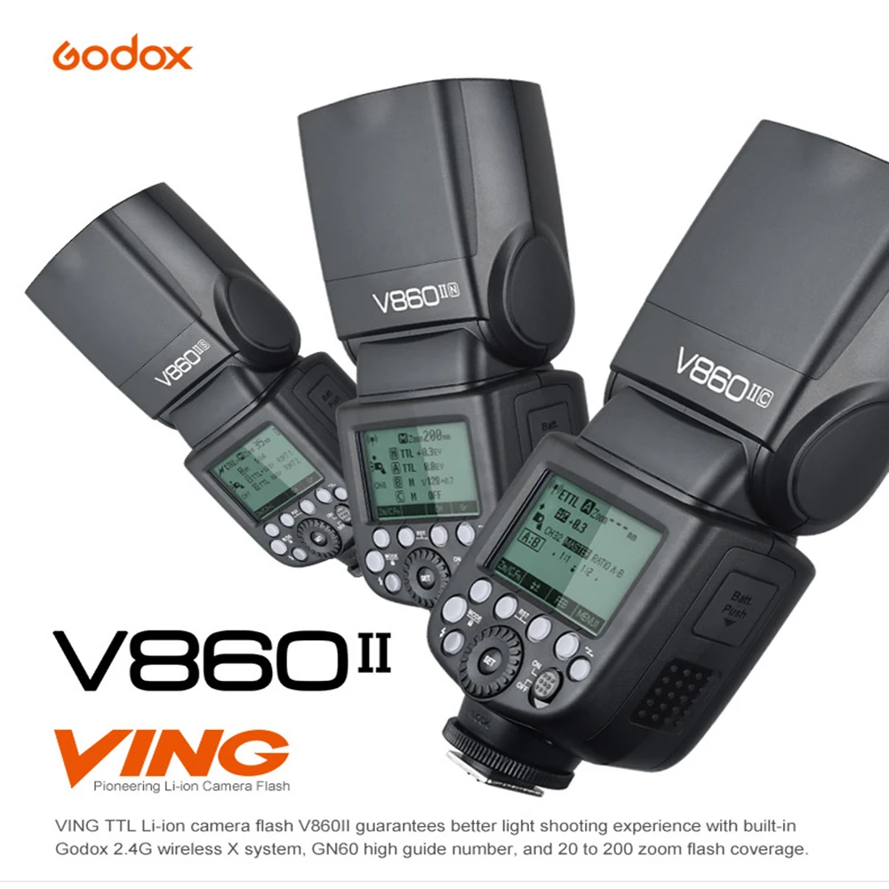 Godox V860II-O Speedlite Камера Flash с B18 литий-ионный Батарея быстро 2 4 г Беспроводной ttl для