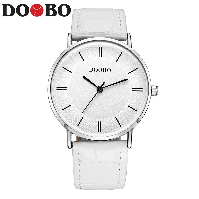 D002 white Relogio Masculino, мужские часы, Топ бренд, роскошные мужские военные спортивные наручные часы, кожа, кварцевые часы erkek saat DOOBO Hours - Цвет: D002 white